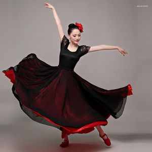 Bühnenkleidung Roter Flamenco-Rock für Damen, Paso Doble, Festival-Outfit, Kostüm, Zigeunerkleidung, klassische Tanzbekleidung, lange Röcke DL8806