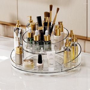 Caixas de armazenamento Útil Acrílico Transparente Plástico Organizador Rotativo Suporte Circular Batom Maquiagem Cosmética Dresser