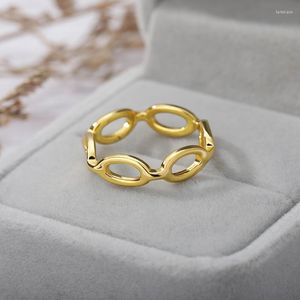 Cluster Rings 2023 Simple Geometric Oval Iinear Woman Ring Stainless Steel Fashion Trend Jewelry Accessories Bff Gift Wholesale