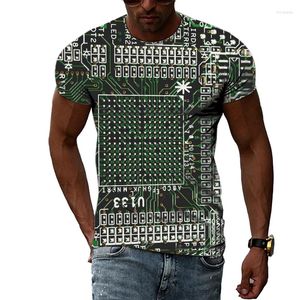 Homens Camisetas Personalidade Placa de Circuito Padrão 3D T-shirt Moda Casual Rua Legal Pescoço Redondo Top Hip-Hop Tendência de Manga Curta Tees