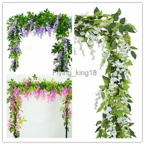 2x 7 stóp sztuczny Wisteria Vine Rośliny Garland Foliage Talle Flower Flowers Outdoor Home Office Decor HKD230829