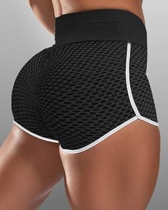 Kvinnors kompressionshorts Yoga outfit täta gatubotten med vit trimfiess gymträning som kör jogging träning andas zz