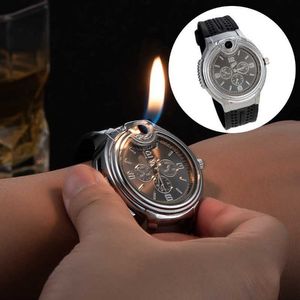 Creativo orologio stile metallo accendino sportivo da uomo fiamma aperta senza gas gonfiabile regolabile regalo squisito 4X7W