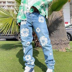 Herren Jeans Ankunft Lose Gerade Bequeme Baumwolle Denim Hosen Hosen Y2K Kleidung Streetwear Casual Mode Blumen Gedruckt Jeans Für Männer 230828