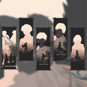 Metallmålningsattack på Titan Canvas Print Anime Picture Wall Art Mikasa Ackerman målning Eren Jaeger hängande rullar affisch hem dekoration x0829