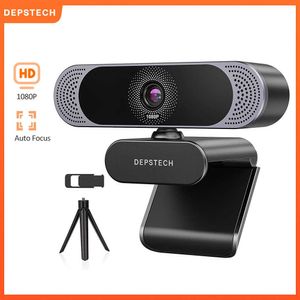 DEPSTECH DW11 1080P HD Webcam Microfone com cancelamento de ruído / Capa de privacidade / Tripé Plug and Play Câmera web USB para vídeo de reunião HKD230825 HKD230828 HKD230828