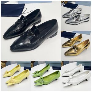 Brushed Leather Sandals Designers Luxury Dress Shoes Women High Heels Pointed Toes Calfskin Wedding Party Loafer Shoe