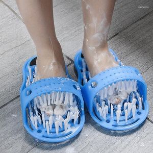 Slippers 1PC Plastic Remove Dead Skin Massage Slipper Foot Scrubber Bath Shoe With Brush Household Bathroom Cleaning