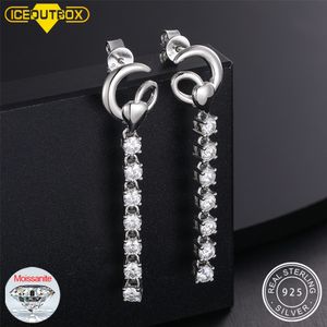 Hoop Huggie Inlaid D VVS Long Tassel Earrings for Women 925 Sterling Silver Bridal Drop Dingling Wedding Jewelry 230828