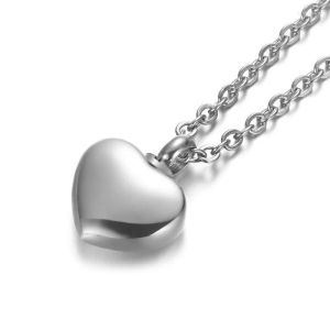 Chains 2Pcs/Lot 12mm Smooth Stainless Steel Heart Urn Jewelry Hold Human/Pet Ashes Keepsake Cremation Locket NecklaceChains Heal LL