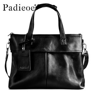 Sacos de laptop Homens Bolsa Padieoe Design Maleta de Couro Genuíno 14 