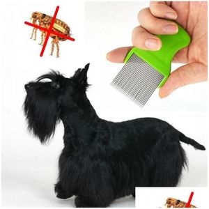 Dog Flea Tick Remedies Pet Hair Comb Cat Puppy Grooming Steel Small Fine Toothed Opp Bag Drop Delivery Home Garden Supplies Dhjr4