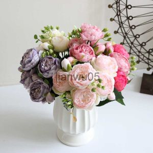 Faux Floral Greenery Artificial Flowers Peony Bouquet Silk Rose Vase for Home Decor Garden Wedding Decorative Fake Plants Christmas Garland Material x0829