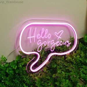 Ciao splendida insegna al neon incisione LED luce personalizzata insegne al neon decorazione della parete della stanza di casa regalo di compleanno personalizzato HKD230825