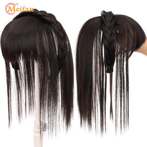 Wig Caps MEIFAN Synthetic Topper Hairpiece With Braids Headband Bangs Fringe Bands Heat Resistant Bangs Clip in Hair Extensions Hairpiece 230828