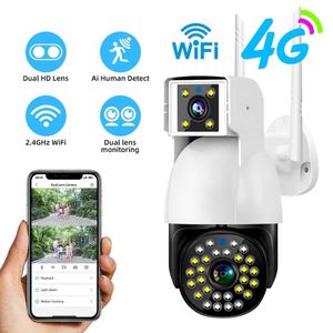 Telecamera IP WiFi 4G PTZ Telecamera impermeabile esterna Dual Lens Tracciamento automatico Protezione di sicurezza domestica intelligente CCTV Network Webcam V380 HKD230825 HKD230828 HKD230828