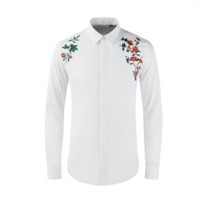 Camisas casuais masculinas de alta qualidade jóias de luxo multi-ponto bordado camisa não-ferro rugas resistente a mangas compridas shirtgood