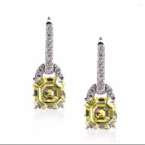 Dangle Earrings Elegant Charm For Women With Wedding Party Yellow Emeralds Cutting Zircon Earring
