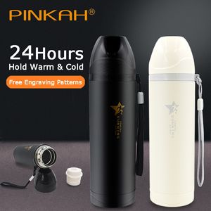 Bottiglie d'acqua Pinkah 500 ml Tazza da caffè Thermos in acciaio inossidabile 304 Bottiglia a tenuta stagna Sport all'aria aperta Portatile con coperchio Bere tè 230829