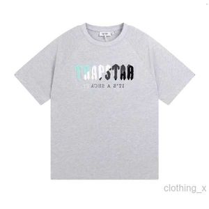 Herr tshirts herrar trapstar t shirt kort ärm utskrift outfit chenille tracksuit svart bomull london streetwear rörelse aktuell vit svart fast färg quwj