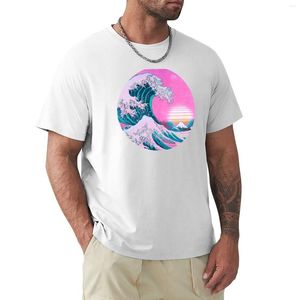 Erkek Polos Vaporwave Kanagawa Kanagawa Off Kanagawa estetik retro gün batımı T-Shirt Hayvan Baskı Gömlek Erkek Spor Fan Tişörtleri Erkekler Tişörtler
