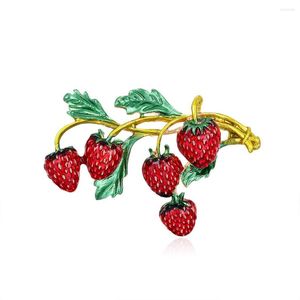 Brosches mode jordgubbe för kvinnor härlig röd frukt bröst stift temperament emalj brosch stift bröllop fest smycken