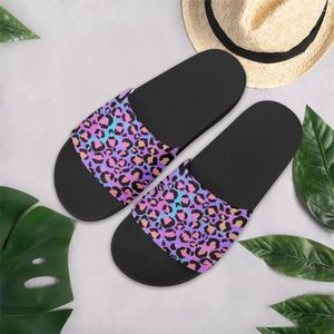 Chinelos Instantarts Trendy Iridescente Leopard Imprimir Mulheres Sandálias Interior Senhoras Casa Flats Confortável Marca Designer Ao Ar Livre