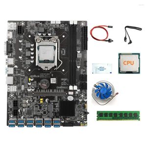 Motherboards B75 USB BTC Miner Motherboard CPU 4G DDR3 Fan Thermal Grease SATA Cable Switch 12 PCIE/USB LGA1155 MSATA