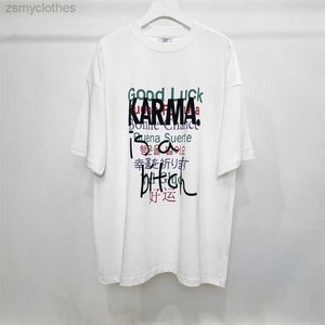 Homens camisetas Boa qualidade 2023ss vetements boa sorte carta graffiti impressão moda t-shirt homens oversized vintage vtm camiseta mulheres tees