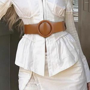 Cinture Cintura da donna premium semplice e alla moda in lega con fibbia rotonda grande decorazione accessori per abiti vintage multifunzionali larghi