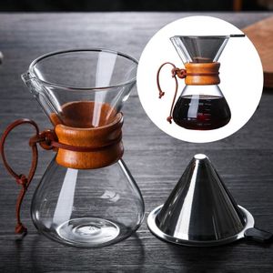 Bottiglie d'acqua Strumenti per barista Teiera antiscottatura resistente Bollitore per caffè in vetro da 400 ml Versare sopra il filtro della pentola 230829