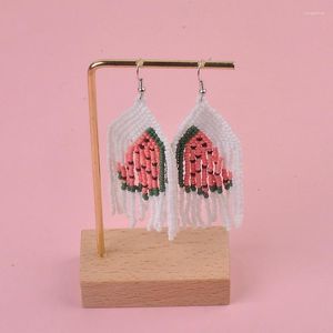 Dangle Earrings Rice Bead Tassel Design Watermelon Strawberries Originality Fashion Hand Knitting Bohemia Alloy Simple Beaded