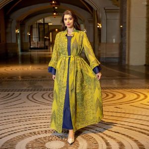 Ethnic Clothing AB318 Middle Eastern Evening Dress for Muslim Women Set with Lotus Sleeves Abaya Robe