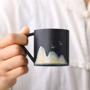 Tassen Untertassen 1pc chinesische Teetasse Berg Keramik Kaffee Keramik Espresso Porzellan Geschenk
