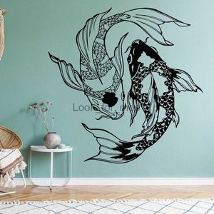 Koi Fish Wall Decals Vinyl Interior Home Decor for Living Room Bedroom Bathroom Housewarming Gift Wall Sticker Wallpaper 3D08 HKD230828