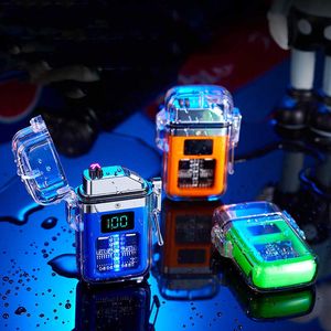 Double Arc Plasma USB Pulse Lighter Transparent Body Outdoor Wind Waterproof Cigarette Smoking Accessories Men's Gift 37PO