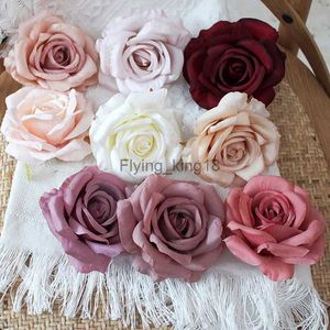 30 pçs/lote 9cm-10CM Grande Rosa Branca Cabeças de Flores de Seda Artificial DIY Decoração de Casamento Grinalda Scrapbooking Artesanato Flores Falsas HKD230829