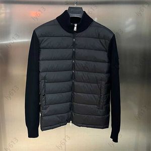 Masculino jack outono inverno pena puffer jacks cor sólida logotipo retalhos acolchoado manga longa cardigan gola para baixo casaco monclairs