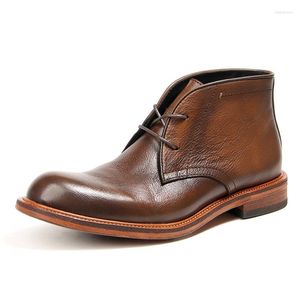 Botas 2023 couro deserto vintage sapatos de cano alto masculino couro britânico moda