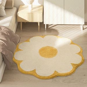 Carpet Soft Fluffy Flower Shaped Bedside Chair Mat Imitation Cashmere Bedroom Plush Small Rugs Thickened Household Floor 230828