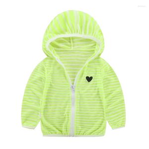 Jackets Baby Sun Protection Clothing Summer Children's Stripe Love Print Air Conditioning Shirt Thin Breathable Coat