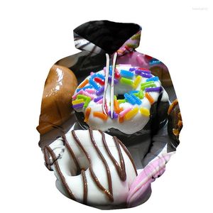 Moletom com capuz masculino engraçado 3d delicioso donuts impressão homem pulôver moletom com capuz feminino moda masculina plus size tops atacadista