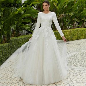 Abiti sexy urbani RODDRSYA Matrimonio formale per donna 2023 Maniche lunghe Tulle O Collo Abiti da sposa Bohemain Applique A Line Abiti da sposa 230828