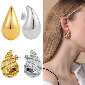 Hoop Huggie Gothic Trendy Stainless Steel Glossy Geometric Chunky Teardrop Drop Earrings Dupes Big Waterdrop Ear Jewelry Summer Accessories 230828