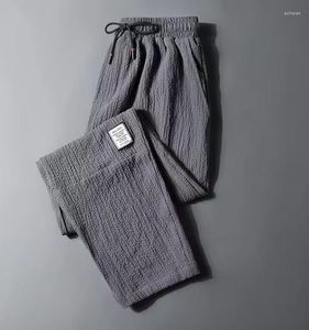 Pantaloni da uomo Lce Seta Lino Casual Pantaloni sportivi larghi tagliati larghi e larghi da uomo