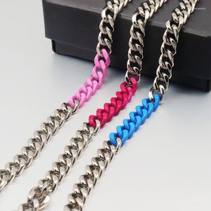 Choker 23ss Classic ALYX Collarbone Necklace Splicing Colored Baking Paint Chain Silver Metal Buckle Engraved Letter