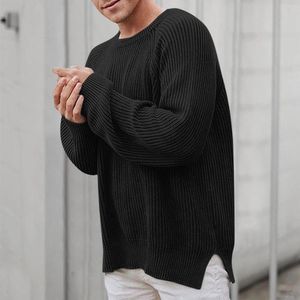 Männer Pullover Solide Strick Raglan Langarm Pullover Bluse Rundhals Pullover Tops Dicke Warme Winter Mäntel Männlich Herbst Casual Outfits