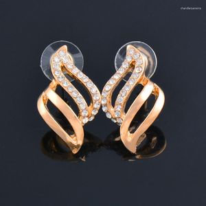 Stud Earrings LEEKER Gothic Style Hollow Leaf For Women Rhinestone Gold Silver Color Earring Wedding Accessories Jewelry 699 LK2