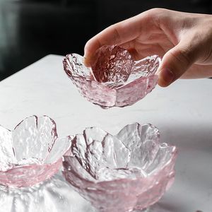 Servis uppsättningar 3st Nordiska bordsartarguld Guldinlägg Glass Sauce Bowl Japan Style Cherry Blossoms Sässmaksplatta Mini Vinäger Dish Kök Tillbehör 230828