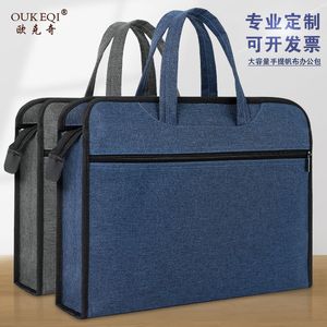 Sacos de laptop Largecapacity Office Tote Bag Kit de conferência de arquivo personalizado Doubletier Zipper Maleta 230828